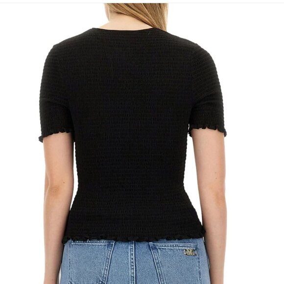 NWT MICHAEL Michael Kors  Smocked Georgette Top - Picture 2 of 6